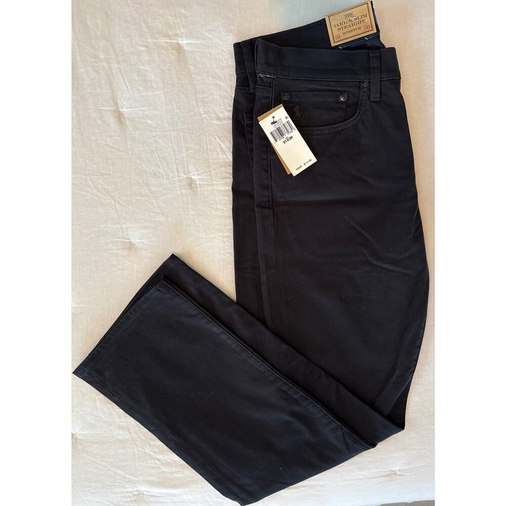 NWT Polo Ralph Lauren Varick Slim Straight Black Jeans 31x30 Stretch Pants $115